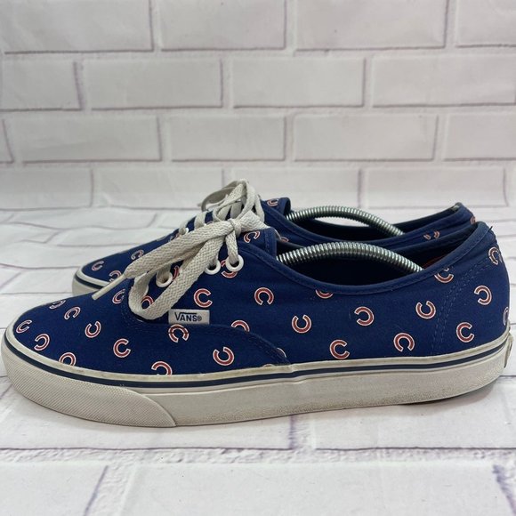 VANS Authentic Canvas Skate Shoes MLB Chicago Cubs Print Design Baseball Sneaker - Picture 5 of 12